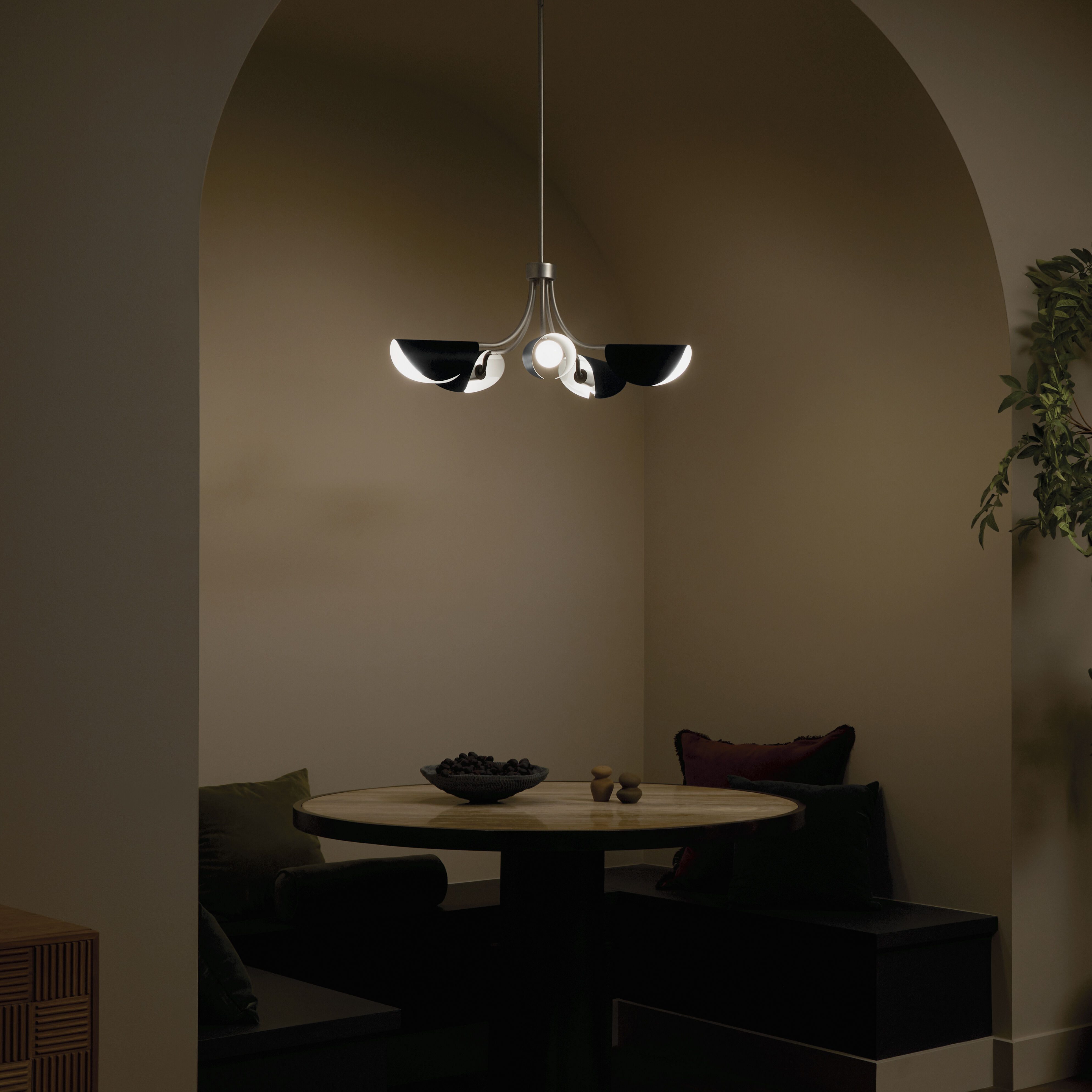 Arcus LED 29.25 inch Satin Nickel with Black Convertible Chandelier Ceiling Light